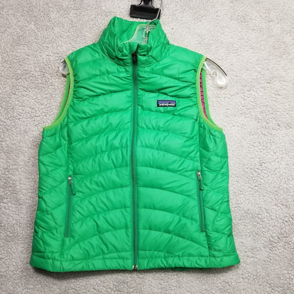 Patagonia Puffer Vest Womens Medium Green Full Zip Goose Down Lightweight Pocket - Picture 10 of 16